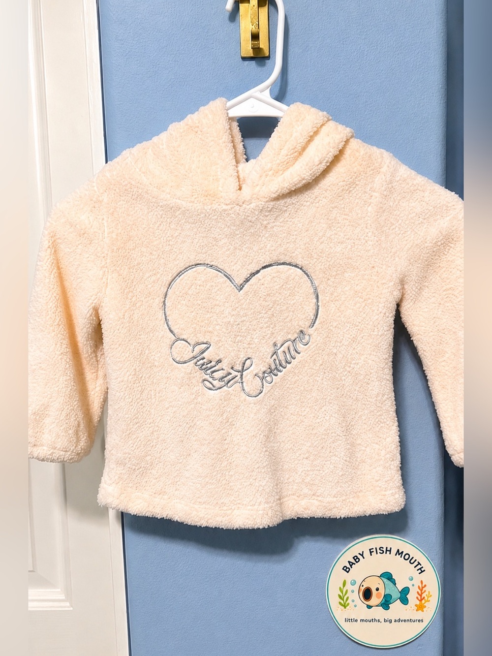 Juicy Couture Kids Sherpa Fleece Heart Hoodie 18M NWT Blush Cream